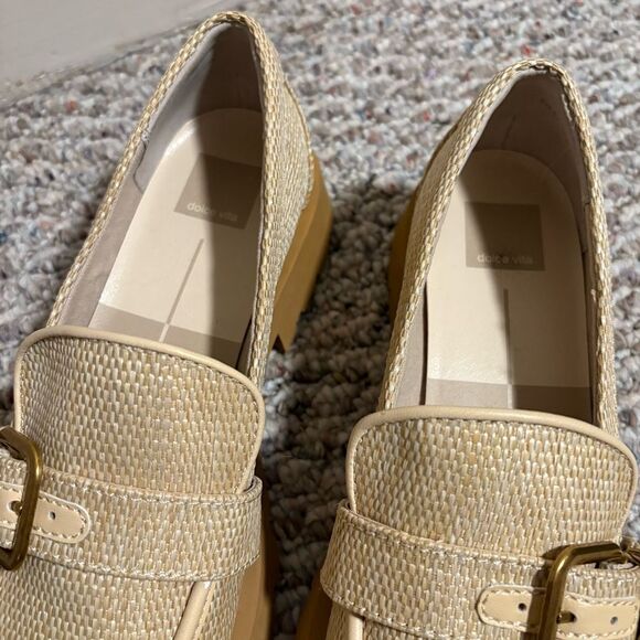 Dolce Vita- Ericka Raffia Buckle Loafer Tan Loafers, Size 8.5 - Picture 4 of 8